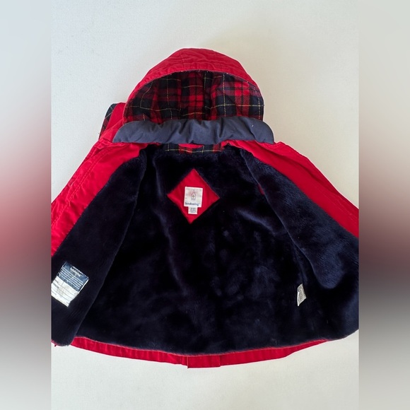 London Fog -Vintage Pleated Coat -Red with Plaid Details -Detachable Hood-Size2 - Picture 11 of 13